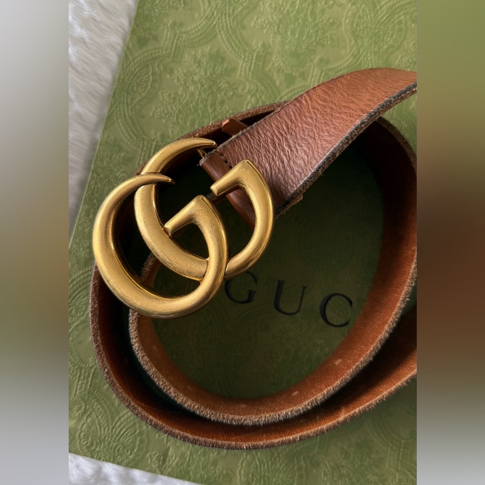 Authentic Gucci GG Brow Leather Belt